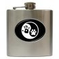 Ying Yang Human Hand Dog Paw Hunter Stainless Steel Hip Flask (6oz) Alcohol Whiskey Liquor Wine