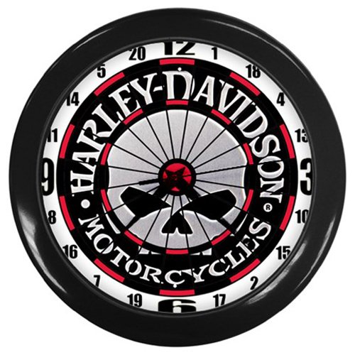 Harley Davidson Skull Dartboard Black Wall Clock
