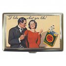 I like what you like-couple smoking Lucky Strike ad 1933 Silver Chrome Cigarette Money Case