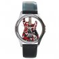 Eddie Van Halen Guitar Art Print Silver Tone Round Metal Watch-Unisex