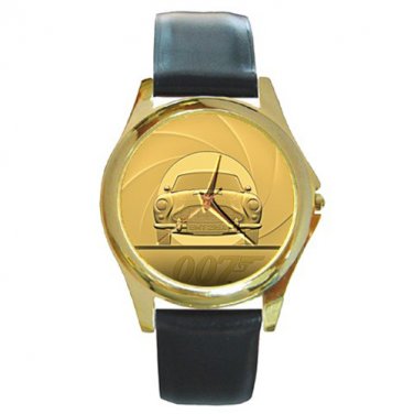 James Bond 007 Aston Martin Gun Barrel Round Gold Metal Watch
