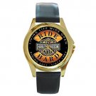 Harley Davidson Rare Logo Round Gold Metal Watch