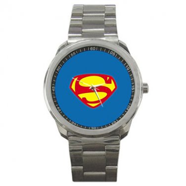 Superman 1952 George Reeves Custom Decal Emblem Sticker Stainless Steel Watch-Unisex
