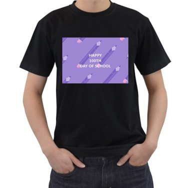 Happy 100th Day of School facebook status updates style Black T-Shirt Size L