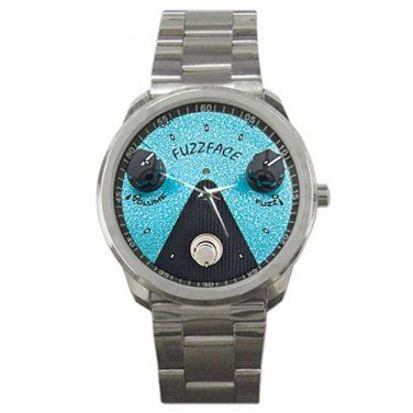 Jimi Hendrix Fuzz Face Mini Effects Pedal Turqoise Unisex silver-tone Watch