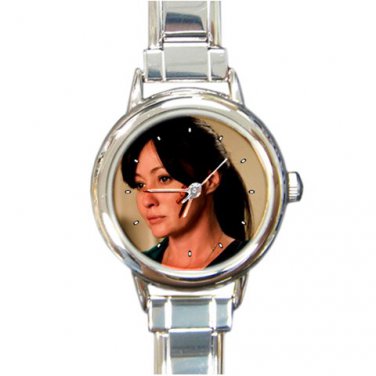 Shannen Doherty Ladies Round Italian Charm Watch-Stainless Steel-New