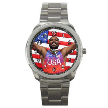 Noah Lyles 100 meter Olympic Gold Medal Unisex silver-tone Watch