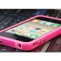 NEW Pink TPU Rubber Plastic Bumper Ring Case Cover with Metal Color Buttons iPhone 4 4G 4S