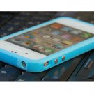 NEW Sky Blue TPU Rubber Plastic Bumper Ring Case Cover with Metal Color Buttons iPhone 4 4G 4S