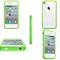 NEW Green TPU Rubber Plastic Bumper Ring Case Cover with Metal Color Buttons iPhone 4 4G 4S