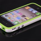 NEW Green White TPU Rubber Plastic Bumper Ring Case Cover with Metal Color Buttons iPhone 4 4G 4S