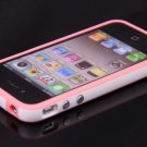 NEW Pink White TPU Rubber Plastic Bumper Ring Case Cover with Metal Color Buttons iPhone 4 4G 4S