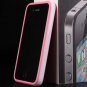 NEW Pink White TPU Rubber Plastic Bumper Ring Case Cover with Metal Color Buttons iPhone 4 4G 4S