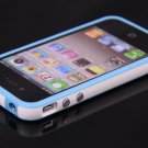 NEW Blue White TPU Rubber Plastic Bumper Ring Case Cover with Metal Color Buttons iPhone 4 4G 4S
