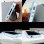 NEW Blue White TPU Rubber Plastic Bumper Ring Case Cover with Metal Color Buttons iPhone 4 4G 4S