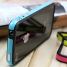 NEW Blue Black TPU Rubber Plastic Bumper Ring Case Cover with Metal Color Buttons iPhone 4 4G 4S