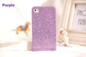 NEW Purple Bling Glitter Hard Plastic Case Cover Skin iPhone 4 4G 4S