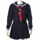Deep Blue Long Sleeves School Uniform Halloween Cosplay Costume