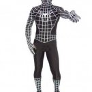 Deep Black Lycra Spandex Unisex Spiderman Costume Suit Outfit Ze