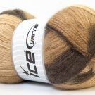 ICE Yarn Angora Multicolor Skein Lot, Camel Brown Shades, 100 g ball / 4 Skeins, Fine