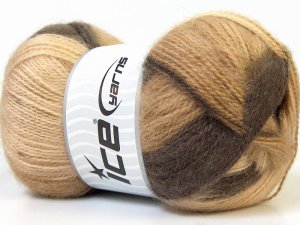 ICE Yarn Angora Multicolor Skein Lot, Camel Brown Shades, 100 g ball / 4 Skeins, Fine