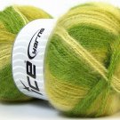 ICE Yarn Angora Multicolor Skein Lot, Green Shades, 100 g ball / 4 Skeins, Fine