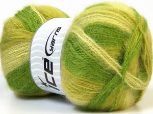 ICE Yarn Angora Multicolor Skein Lot, Green Shades, 100 g ball / 4 Skeins, Fine