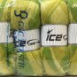 ICE Yarn Angora Multicolor Skein Lot, Green Shades, 100 g ball / 4 Skeins, Fine