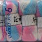 ICE Yarn Angora Multicolor Skein Lot, White Pink Blue, 100 g ball / 4 Skeins per pack, Fine
