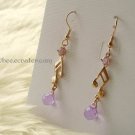 Purple Zircon Music Note Gold Tone Earrings