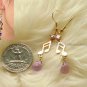 Purple Zircon Music Note Gold Tone Earrings