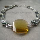 Yellow Oval Synthetic Crystal Silver Tone Bracelet