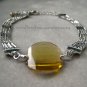 Yellow Oval Synthetic Crystal Silver Tone Bracelet