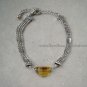 Yellow Oval Synthetic Crystal Silver Tone Bracelet