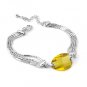 Yellow Oval Synthetic Crystal Silver Tone Bracelet