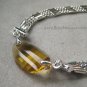 Yellow Oval Synthetic Crystal Silver Tone Bracelet