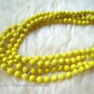 Yellow Wooden Beads Long Necklace