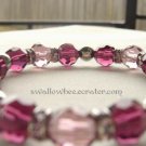 Pink and Maroon Crystal Elastic Bracelet