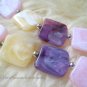 Purple Beige Pink(Square-Shape) Long Necklace