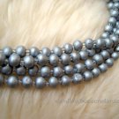 Silver Wooden Beads Long Necklace