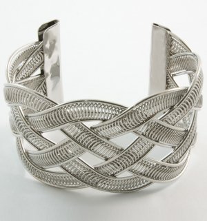Silver Braided Cuff Bracelet