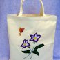 Tote Bag With Red Violet Flowers and a Red and Yellow Butterfly
