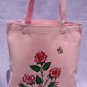 Pink Tote With Painted Red Roses