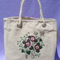 Natural Tote Bag With Painted Red Flowers