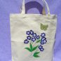 Tote Bag with Blue Flowers and Green Butterfly Charm