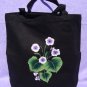 Black Tote Bag with Painted Violets