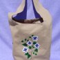 Hand Painted Hobo Bag With Blue and White Flowers