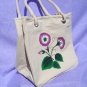 Painted Tote Bag wih Purple and White Flowers
