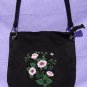 Black Messenger Bag With Pink and White Flowers