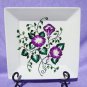 Square Decorative Plate with Painted Flowers